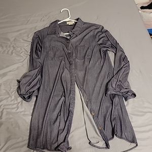 Large long sleeve vutton up mini dress